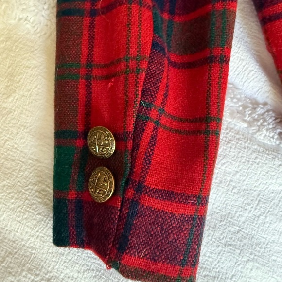Sears Vintage Pooh Limited Edition Red and Green Blazer Classic Plaid Wool-Blend - Picture 8 of 9